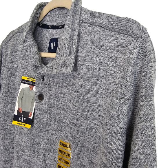 Gap Sweater Men M Gray Knit Sweater Men Mock Neck Sweater Men Pullover Sweater - Picture 4 of 10
